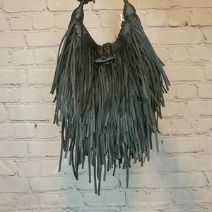 Fringe faux leather purse